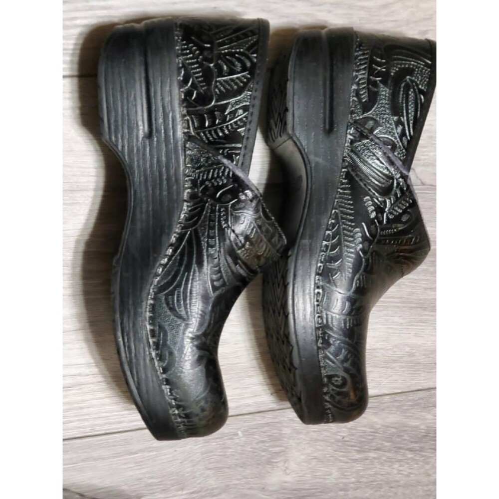 Dansko Clogs Mules Slip on Shoes Black Silver EU size 38 US size 8